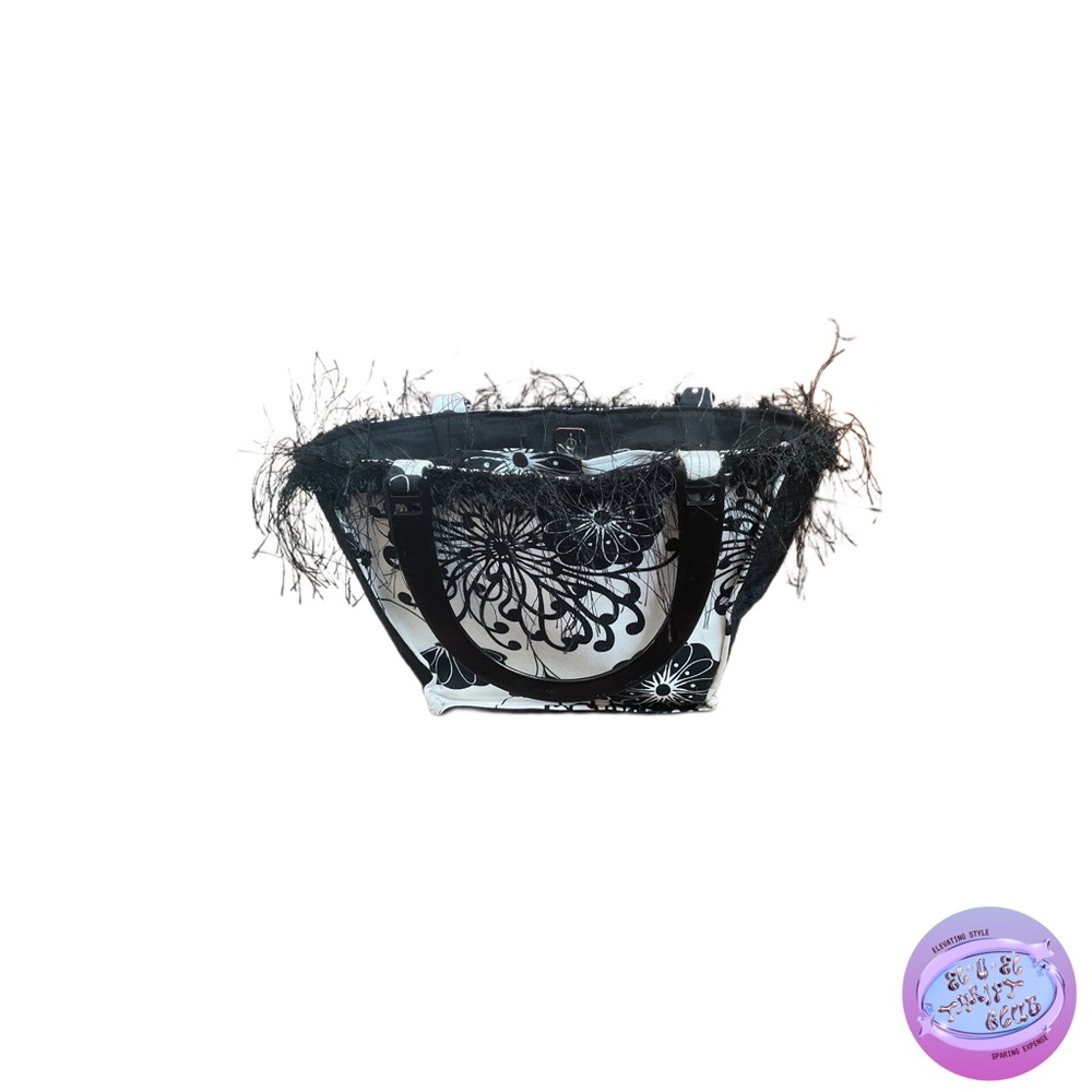 Black & White Fringe OTS Purse